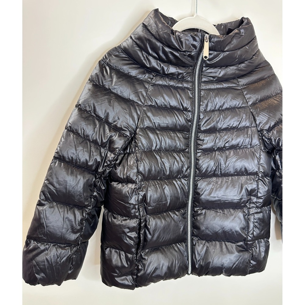 Sam Edelman Black Puffer Funnel Neck Jacket Down Quilted Full Zip Lightweight XS - Picture 4 of 14